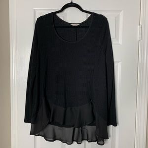 Frilly Long Sleeve Black Shirt